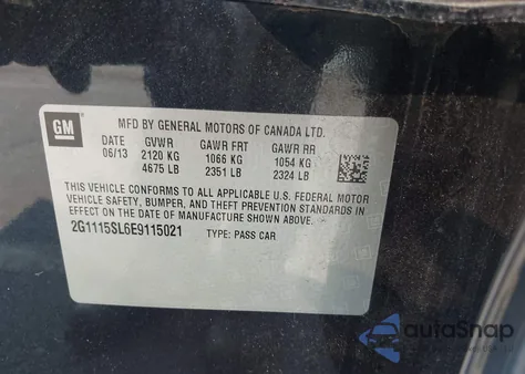 2014 Chevrolet Impala Lt из США, поврежденный, VIN 2G1115SL6E9115021